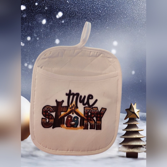 CHRISTMAS KITCHEN TOWEL AND OVEN MIT.  HANDMADE - Picture 3 of 3